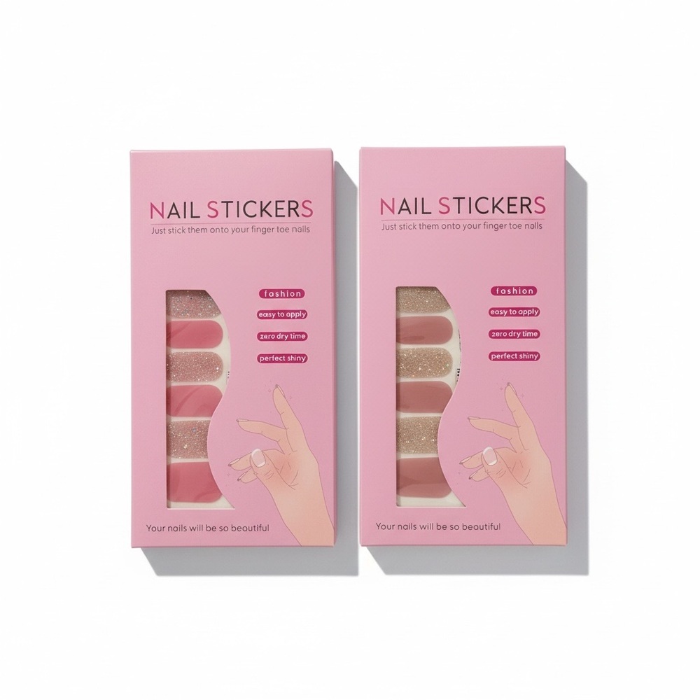 Pink and Gold Glitter Nail Stickers (2 Pack)